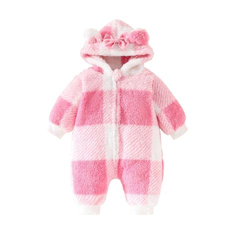 Kpmatpey Newborn Baby Girls Jumpsuit Bow Hoodies Zip Up Long Sleeve