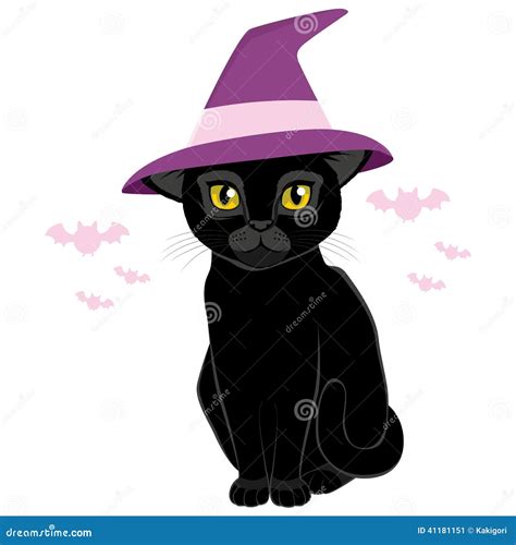 Halloween Witch Hat Black Cat Stock Vector - Illustration: 41181151