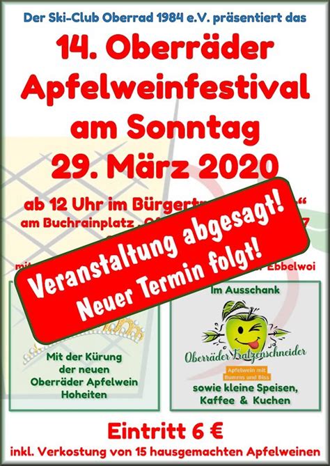 Abgesagt – 14. Oberräder Apfelwein-Festival – Oberrad.net