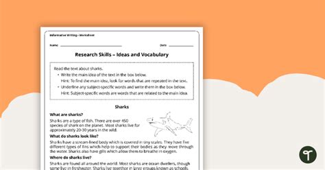 Research Skills Worksheets Note Taking Teach Starter