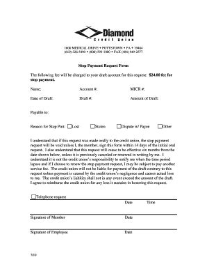 Fillable Online Stop Payment Request Form Fee Stop Payment Fax