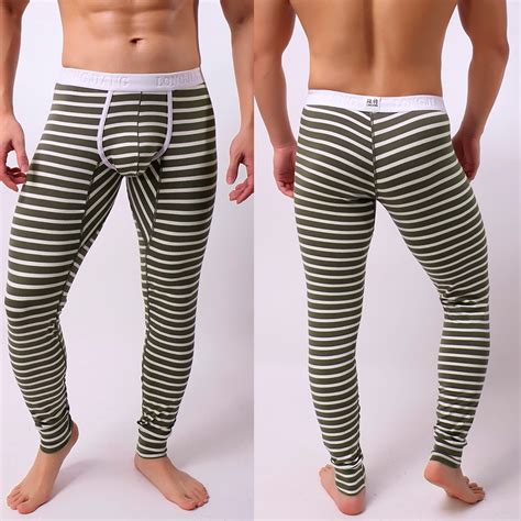 Fall Thermal Spandex Underwear For Men Brown Mens Striped Breathe