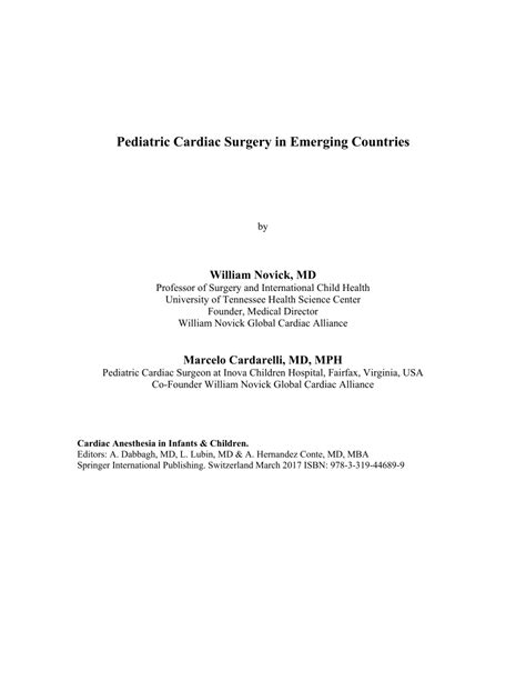 Pdf Pediatric Cardiac Surgery In Emerging Countries