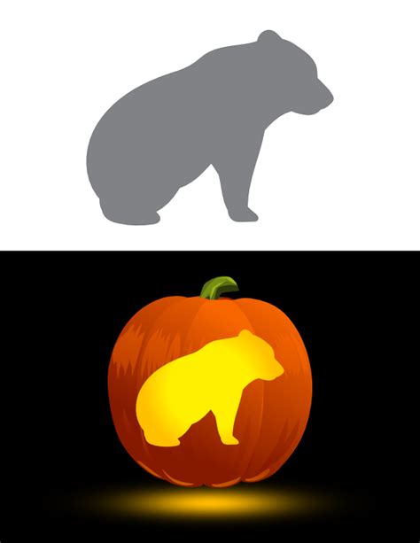 Printable Bear Cub Pumpkin Stencil