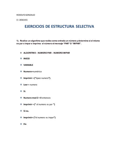 Algoritmo De Estructura Selectiva Pdf