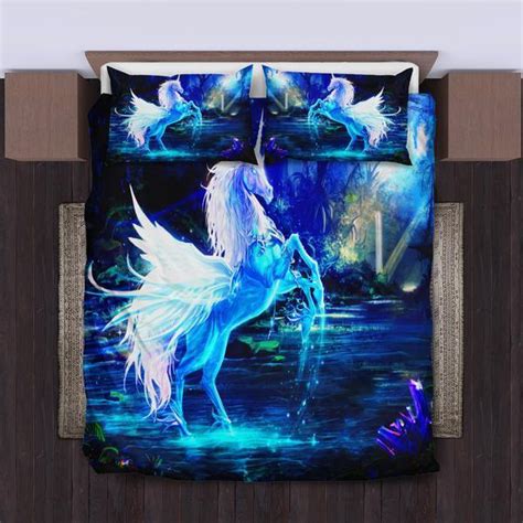 Neon Lights Unicorn 3d Picture Bedding Set Duvet Cover And Pillow Cases