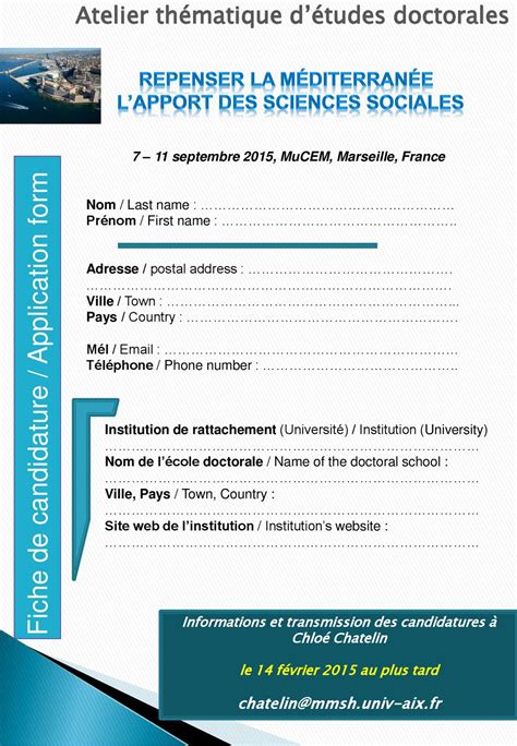 Fiche De Candidature Application Form Ppt T L Charger