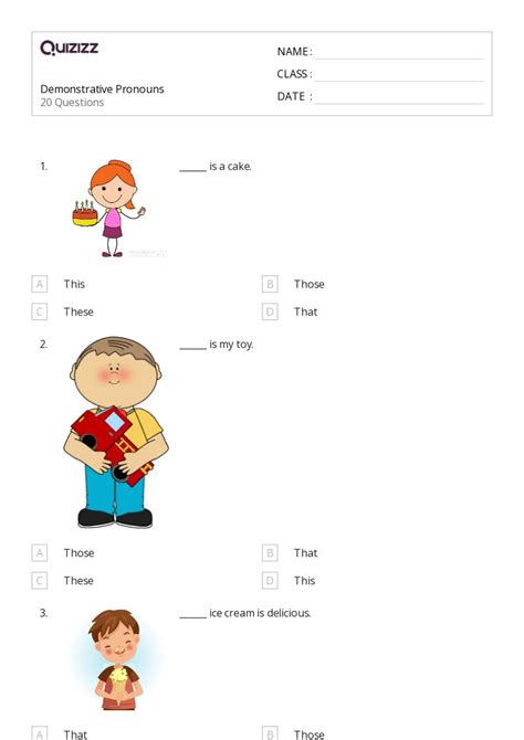 Demonstrative Pronouns Worksheets For St Grade On Quizizz Free