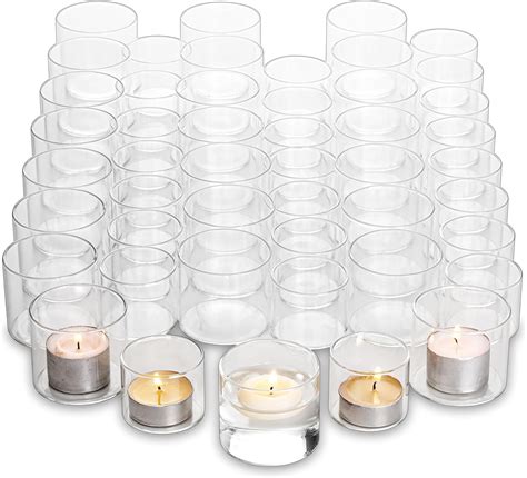 Hewory Tea Lights Candle Holder 48 Pcs Glass Votive Candle Holders Clear Tealight