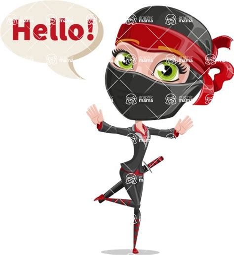 Ninja Woman Cartoon Vector Character AKA Aina Hello GraphicMama