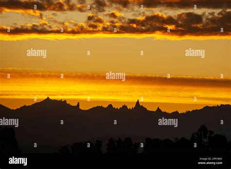 Sunset Over The Andes Mountains As Seen From Dina Huapi Town On The