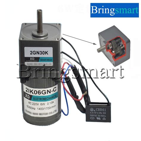 Bringsmart 220V AC Gear Motor 6W Constant Speed Single Phase Induction