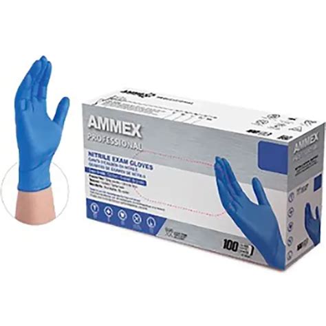 Ammex® Disposable Nitrile Exam Gloves Powder Free M Blue 100bx