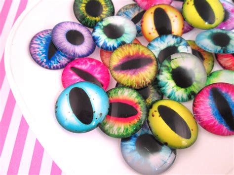 Six 25mm Multicolor Glass Eye Cabochons Perfect For Etsy