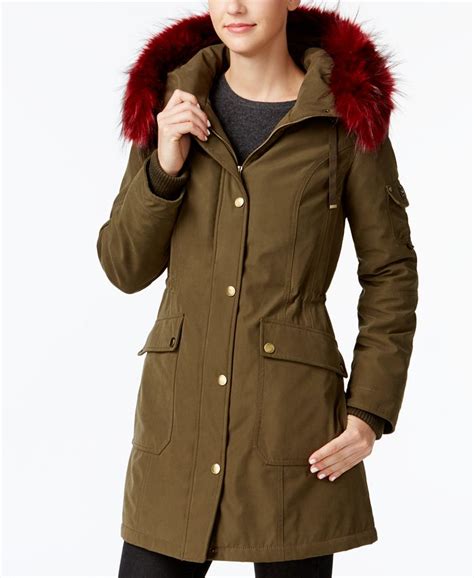 1 Madison Expedition Customizable Faux Fur Trim Anorak Coat Macys