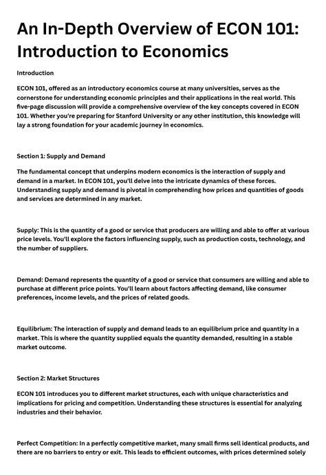 Solution An In Depth Overview Of Econ 101 Introduction To Economics