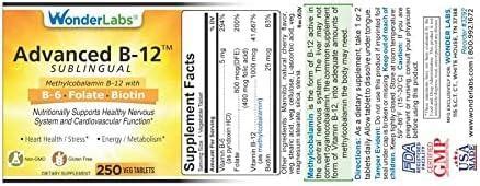 Wonder Laboratories Sublingual Vitamin B12 1000 Mcg B6 5mg Folic