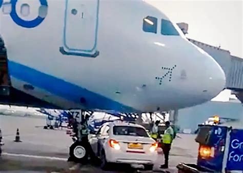 Go First Car Goes Under Indigo Plane Narrowly Avoids Collision With