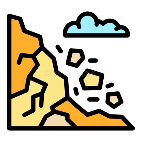 Grote Omtrek Van De Kleurenomtrek Van Het Rockfall Pictogram Vector