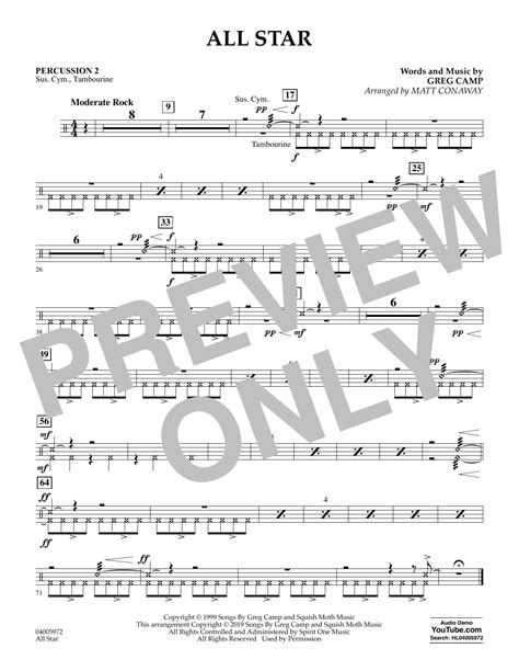 All Star Arr Matt Conaway Percussion 2 Sheet Music Smash Mouth