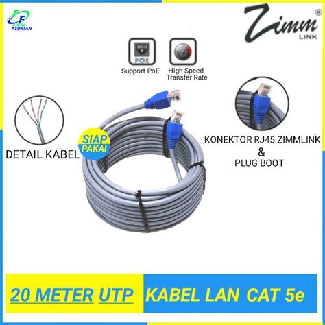 Jual Kabel Lan Utp Cat E Indoor Cca Zimmlink Siap Pakai Meter