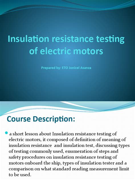 Insulation Resistance Testing Of Electric Motors Pdf Insulator Electricity Electrical