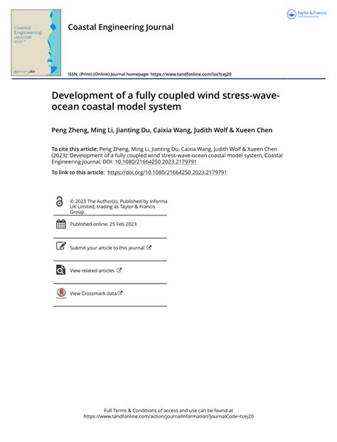 Pdf Development Of A Fully Coupled Wind Stress Wave Ocean Coastal Model System