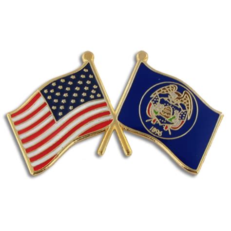 PinMart S Utah And USA Crossed Friendship Flag Enamel Lapel Pin