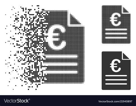 Dust Pixel Halftone Euro Document Icon Royalty Free Vector