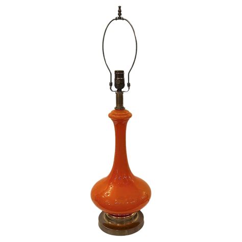 Pair Of Orange Art Glass Table Lamps At 1stdibs