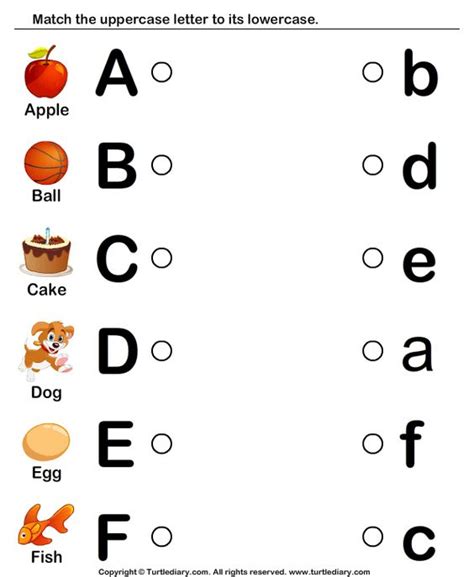 Alphabets Worksheets Match Upper Case And Lower Case Letters 9 Turtle Diary Tutoring