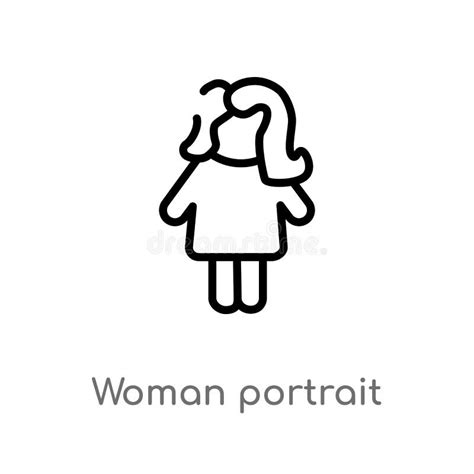 Outline Woman Portrait Vector Icon Isolated Black Simple Line Element