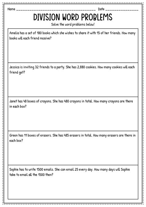 19 Math Worksheets Division Word Problems Free Pdf At