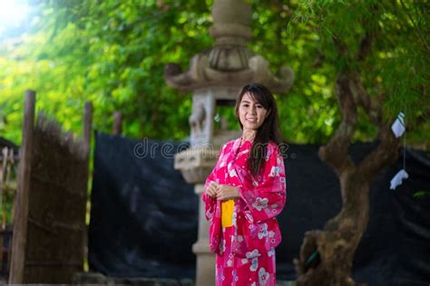 Young Woman Wearing Japanese Traditional Yukata Stock Image Image Of