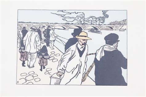 Pêcheurs à la ligne Lithographie originale sur Japon Barnebys