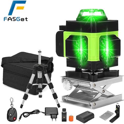 Buy FASGET 4D 12 16 Line Green Light Laser Level Digital Self Leveling