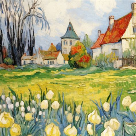 Ar Condicionado Philco 12000 É Bom - European Farm Village Tulip Field Impressionist Art Print (digital ...