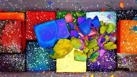 Asmr • Brightly Dyed Chalk Blocks Mini Mass Crush • 2000 Insta