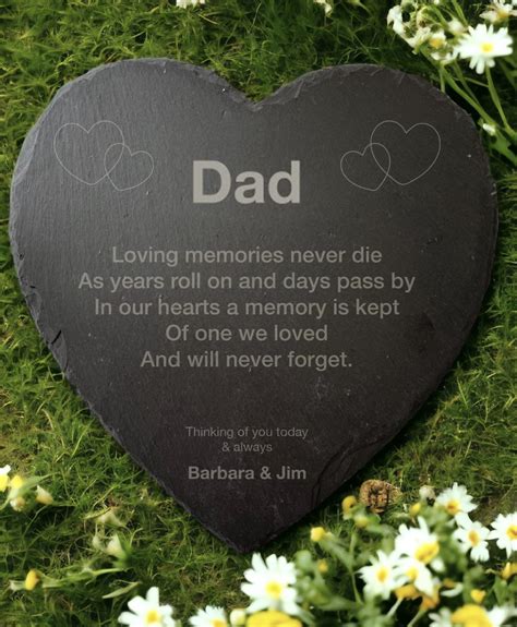 Heartfelt Memorial Slate Plaque – Engraved Grave Ornaments for Dad