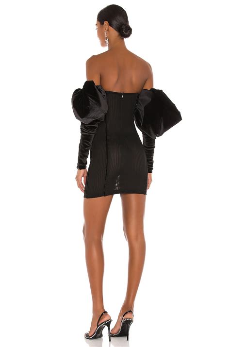 Laquan Smith Off Shoulder Puff Sleeve Dress In Black Revolve