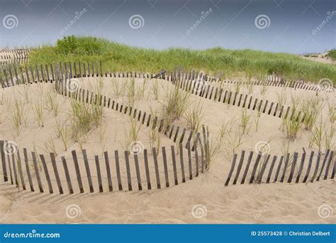 Sand Dune Erosion Protection Stock Photo Image Of Quiet Fencing