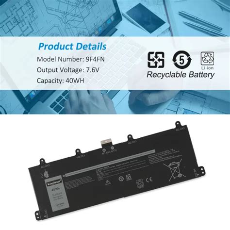 9F4FN Battery For Dell Inspiron 14 Latitude 7320 Series Kingsener