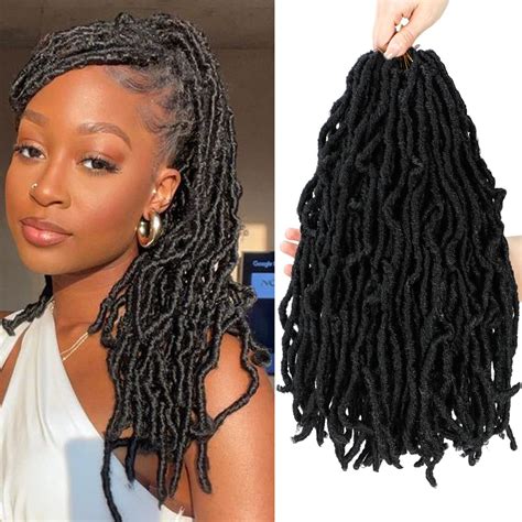 Faux Locs Crochet Hair 14 Inch - 7 Packs Natural Black Goddess Crochet ...