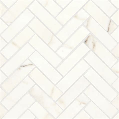 Magnifica 24 X 48 8mm Honed Porcelain Tile In Calacatta Oro Herringbone Mosaic Tile