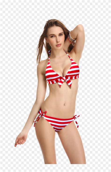 Red Sexy Striped Putty Suit Bikini Set Swimwear Girls Swimsuit Png