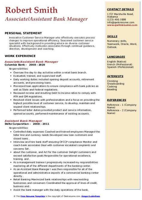 10 Assistant Bank Manager Resume Samples And Templates For 2025