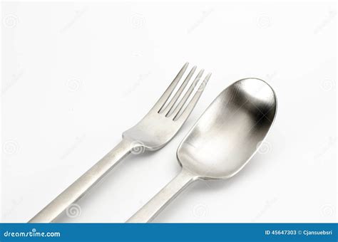 Spoon And Fork Stock Image Image Of Spoon Shiny Silverware 45647303