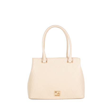 Bolsa Satchel Troquelado A Rombos Color Beige Cloe Factory Store