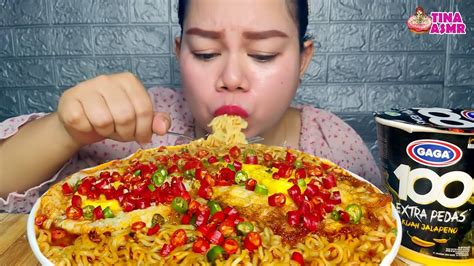 Pop Mie Gaga Level Extra Pedas Pake Tellor Cabe Rawit Mukbang Youtube