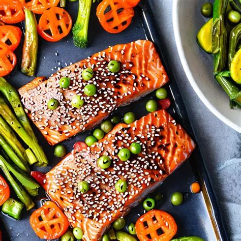 Feuille De Saumon Teriyaki Et L Gumes